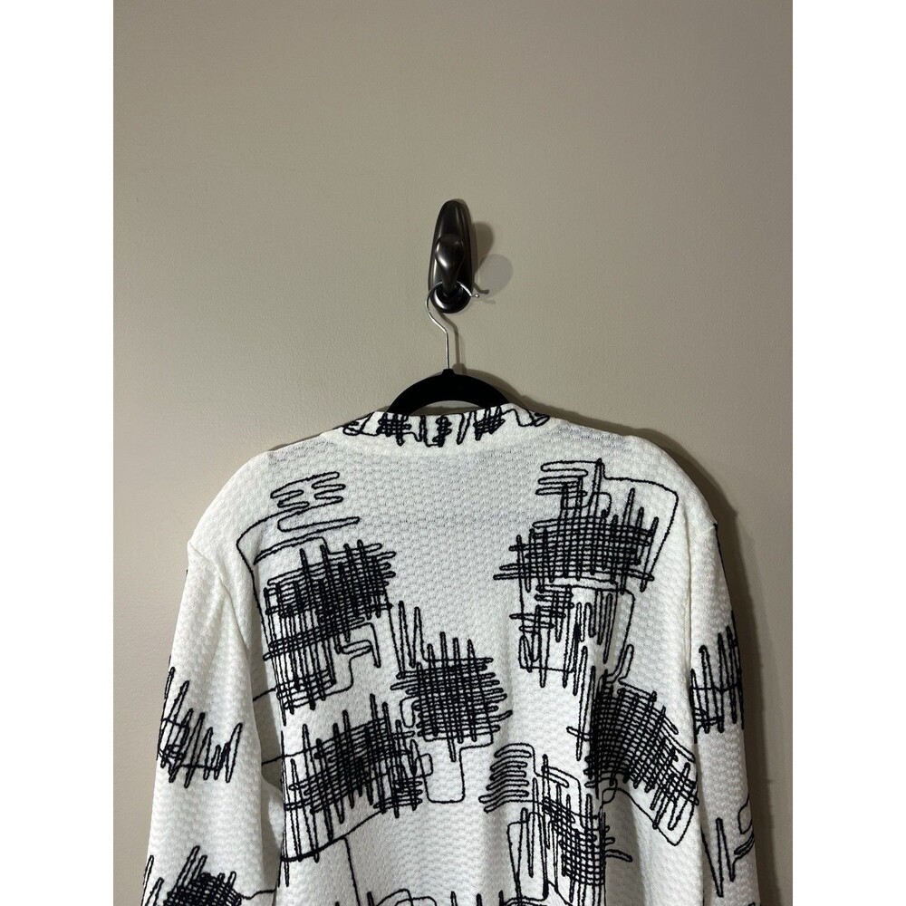 Ming Wang Knit Cardigan 3X White With Black Abstract Jacket NEW! - Picture 7 of 14